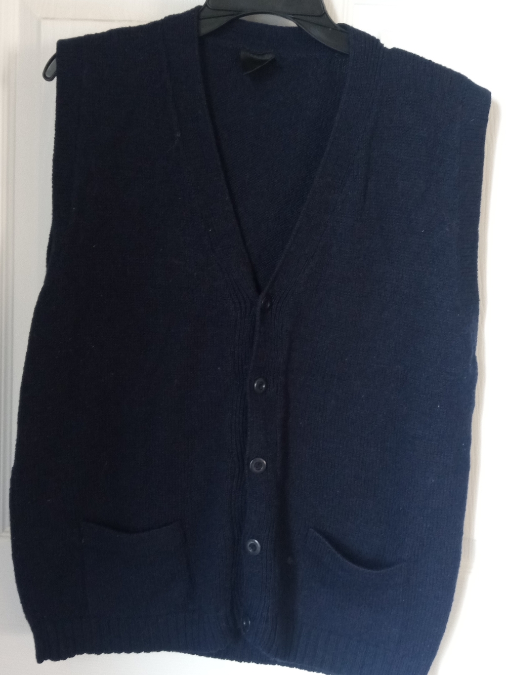 Navy Knit Button-Front Vest